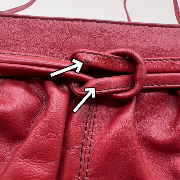 Vintage Red Leather Crossbody Bag 80s B Young Colombia - Picture 9 of 10